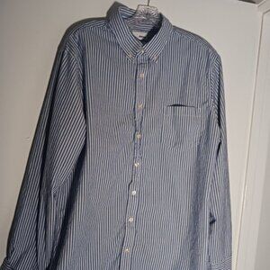 Sonoma Mens XLarge Blue & White Stripes Button Down Shirt Button Collar